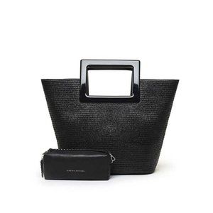 Marina Raphael Riviera Straw Tote Bag, Size One Size - Black